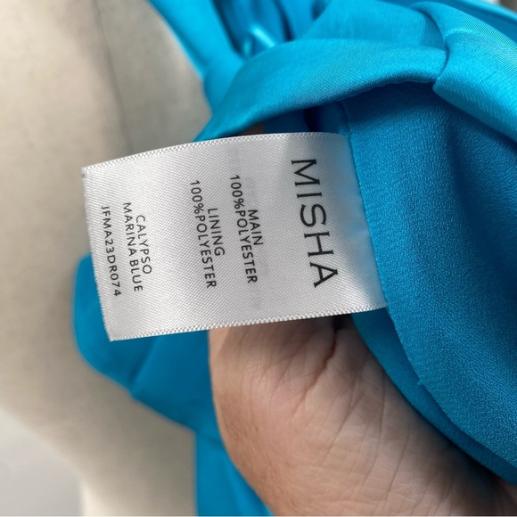 Misha Calypso Mini Dress Satin Blue Small - Picture 11 of 11